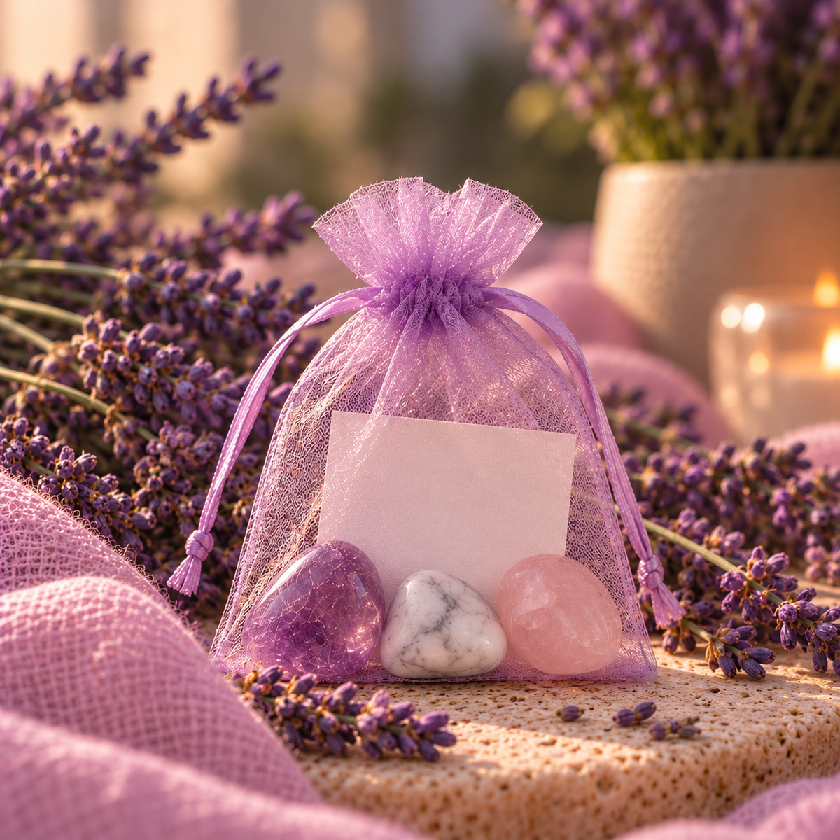 Calm Harmony Pouch — Three Crystals, One Intention